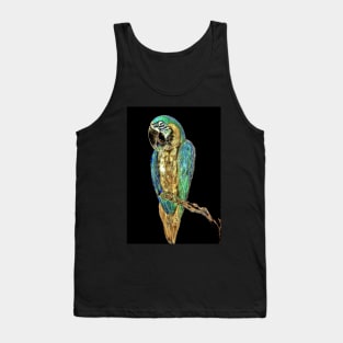 GOLD BLUE GREEN TROPICAL PARROT MACAW EXOTIC PALM POSTER PRINT Tank Top